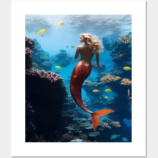 A mermaid and the aquatic world Posters and Art